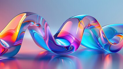 Poster - Holographic Style Abstract Waves Background