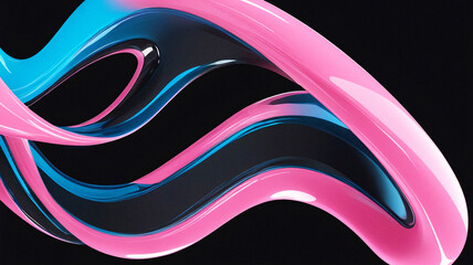 Wall Mural - 3d abstract pink and blue curve background