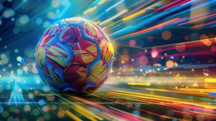 Wall Mural - A single soccer ball with vibrant colors