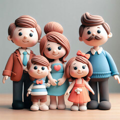 Wall Mural - group of people,A cute family, dolls, 