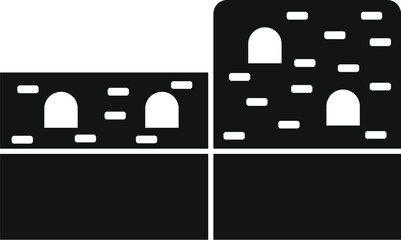 Sticker - Black simple icon of an ancient stone wall protecting a medieval city