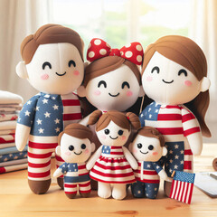 Wall Mural - A cute family, dolls, 