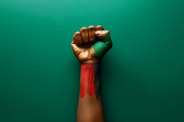 Juneteenth independence day concept with red green fist