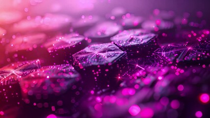Poster - An abstract image of purple geometric shapes with glittering lights in the background. The image has a soft, dreamy quality.