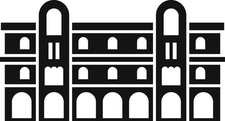 Poster - building facade with arched windows and doors is representing modern architecture