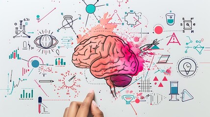 fhd high resolution images a hand drawing of the human brain surrounded by icons representing differ