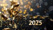 © nilanka - Golden ribbons and 2025 text with festive bokeh lights for New Year celebration