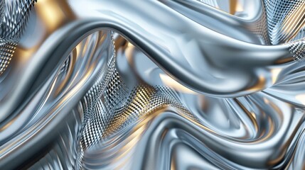 Abstract Silver and Gold Liquid Metal Waves