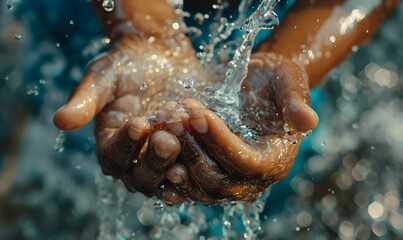 World Water Day background design with hands washing