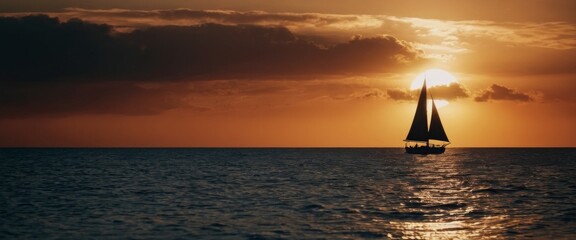 Wall Mural - clear Sea landscape Sunset over calm endless ocean