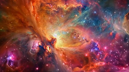 Poster - This Vibrant nebula with swirling gas and dust. Space background.
