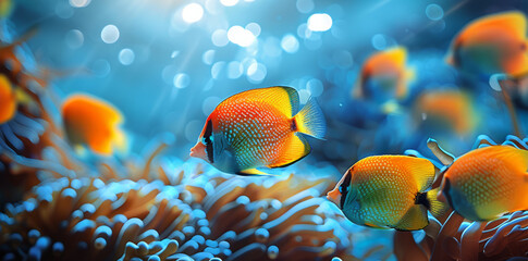 Colorful Fish Swimming in a Vibrant Coral Reef