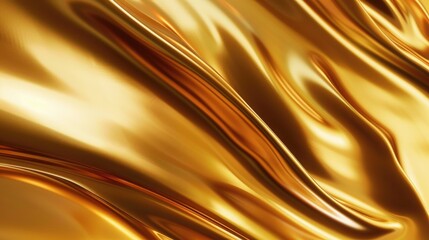 Poster - Abstract Golden Drape, Smooth Shiny Fabric Texture