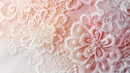 Poster - Delicate White Lace with Pink Undertones