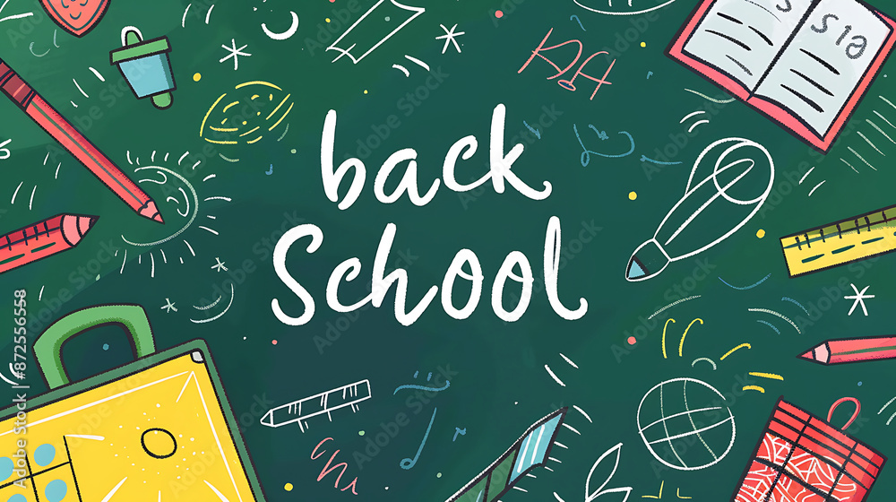 Back to School education concept illustration background with "back to ...