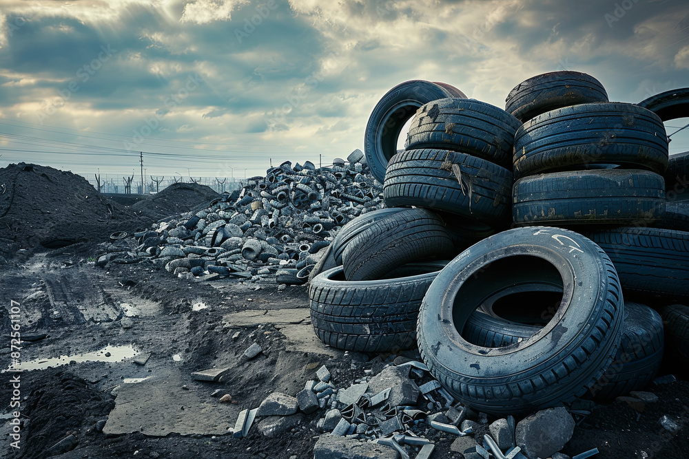 Tires Area Rvt File Piles of car tires in a factory storage area, industrial waste ...