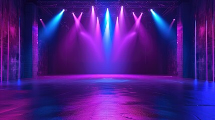 Poster - A stage with vibrant blue and purple lighting effects