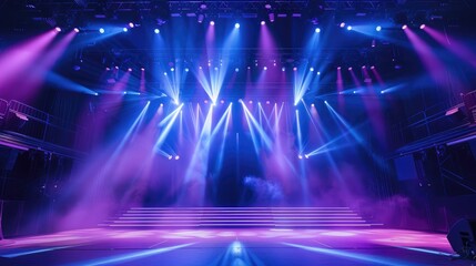 Poster - A stage with vibrant blue and purple lighting effects