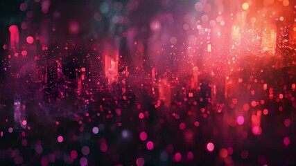 Poster - An abstract image of a cityscape with red and blue lights. The image is blurred and out of focus, giving it a dreamy and ethereal feel.