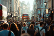 © Emanuel - Crowd of people walking in London city, panoramic street view
