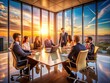 © Man888 - Successful team collaboration in business boardroom. sunset