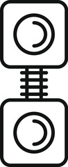 Poster - Simple outline icon style illustration representing blockchain technology connecting blocks with a cryptocurrency symbol