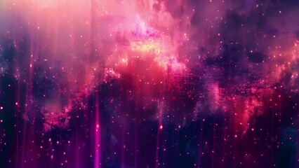 Aufkleber - A digital abstract artwork featuring a vibrant pink and purple color palette with glowing lights and a blurred background.