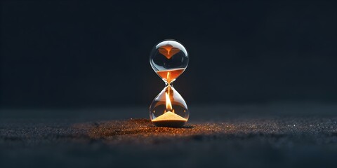 Burning Hourglass Symbolizing Time Slipping Away, Urgency, Stress, Pressure, Deadline, and Countdown. Concept Hourglass Symbol, Time Management, Deadline Pressure, Stress Management