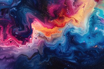 Wall Mural - Vibrant Swirls of Color and Light, Abstract Space Art Wallpaper, Wild Galaxy Abstraction Background Artwork, Fine Art Print on Demand Design, Online Business Marketing Backdrop Graphic