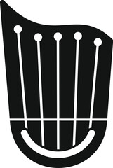 Sticker - Simple black and white icon of an ancient harp, evoking classical music and orchestras