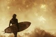 © Ghiska - A man is surfing in the ocean with a surfboard. Generate AI