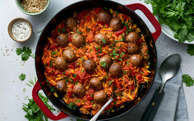 Canvas Print - Louisiana jambalaya with andouille sausage