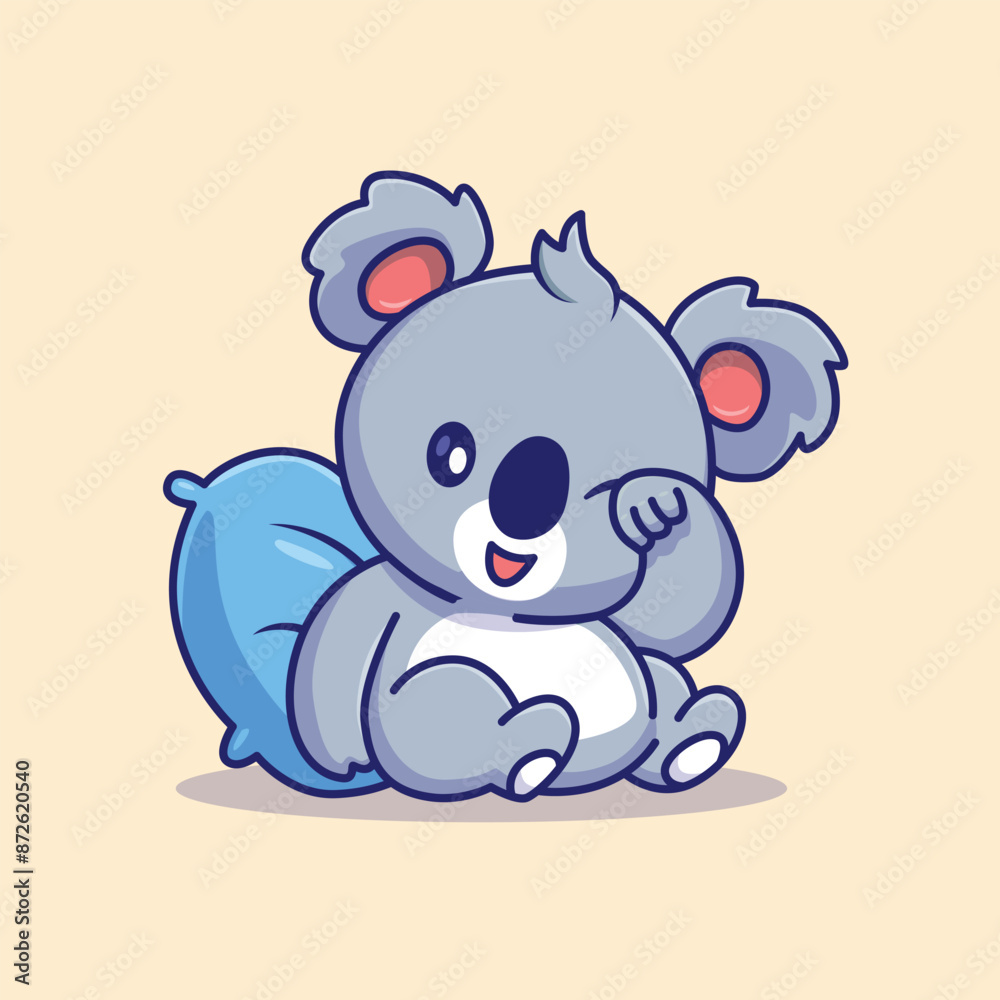 Cute Koala Lay On The Pillow Cartoon Vector Icon Illustration. Animal ...