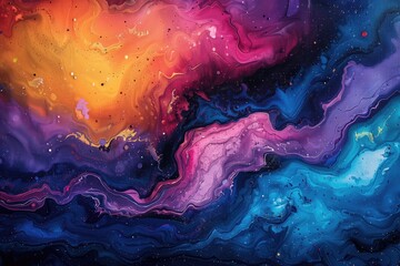 Wall Mural - Vibrant Swirls of Color and Light, Abstract Space Art Wallpaper, Wild Galaxy Abstraction Background Artwork, Fine Art Print on Demand Design, Online Business Marketing Backdrop Graphic