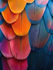 Poster - Abstract macro shot of colorful feathers with plenty of room for text, perfect for nature and artistic designs.