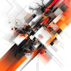 Poster - Abstract digital art with geometric shapes and ample space for text, perfect for incorporating into tech and design projects.