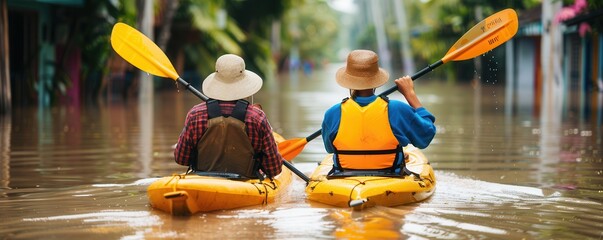 Kayaking in Flooded City Streets.