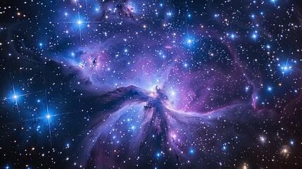 Purple and blue stars in a space background