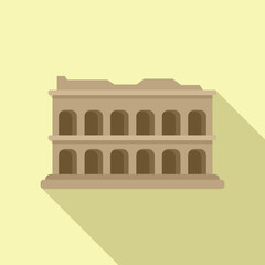 Poster - Ancient roman building, the colosseum, is casting a long shadow on the ground