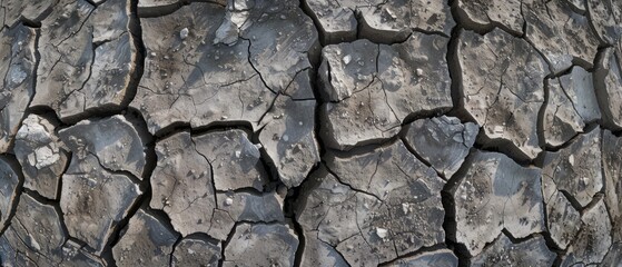 Wall Mural - Panoramic close-up, high detail scan of cracked pavement material, Generative AI