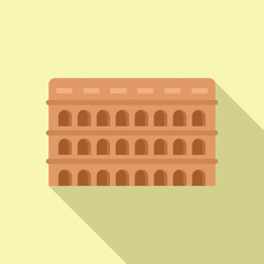 Poster - Flat design icon of the colosseum in rome, italy, casting a long shadow