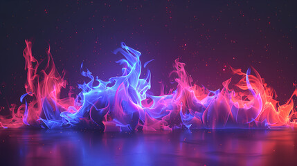 Wall Mural - blue fire and red fire 3d rendering elements