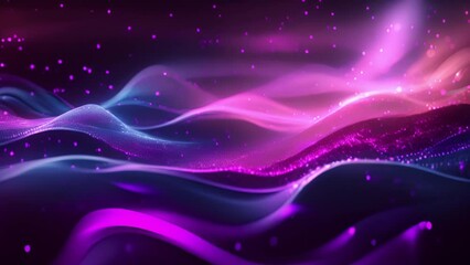 Poster - A digital abstract background with wavy lines and sparkling glitter in shades of pink and blue.
