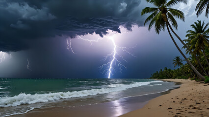 Wall Mural -  Abstraktion Gewitter am Südstrand 16x9. Hintergrund für das Design 1.