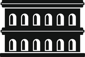 Poster - Black silhouette of colosseum, famous landmark in rome, italy, simple icon of ancient amphitheater