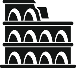 Poster - Black and white icon of the colosseum in rome, italy showing aging