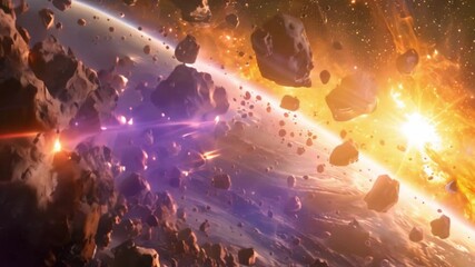Aufkleber - This Asteroids collide with Earth, creating a bright and fiery explosion.