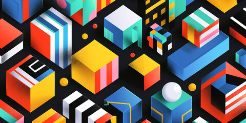 Poster - A seamless pattern with a digital maze,an abstract representation of technology.