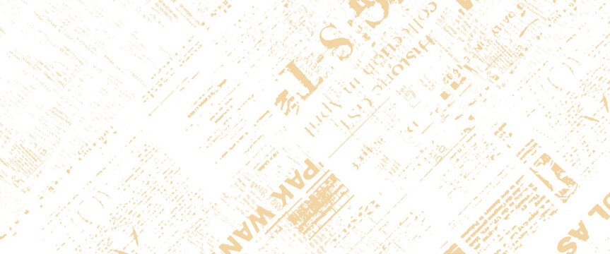 Vector old newspaper paper grunge vintage old aged texture with fragments of newspaper text background.	