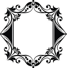 Wall Mural - decorative corners and dividers frame  illustration black and white